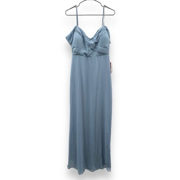 Birdy Grey Spence Convertible Chiffon Bridesmaid Dress in Dusty Blue Sz M NEW - Picture 3 of 9